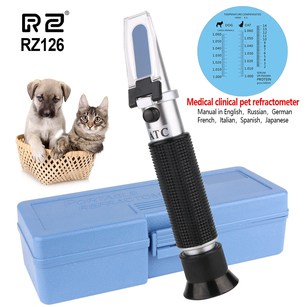 RZ refractómetro para orina de mascotas, suero veterinario de gravedad específica, probador de hemoglobina de proteína de Plasma, refractómetro, Miel