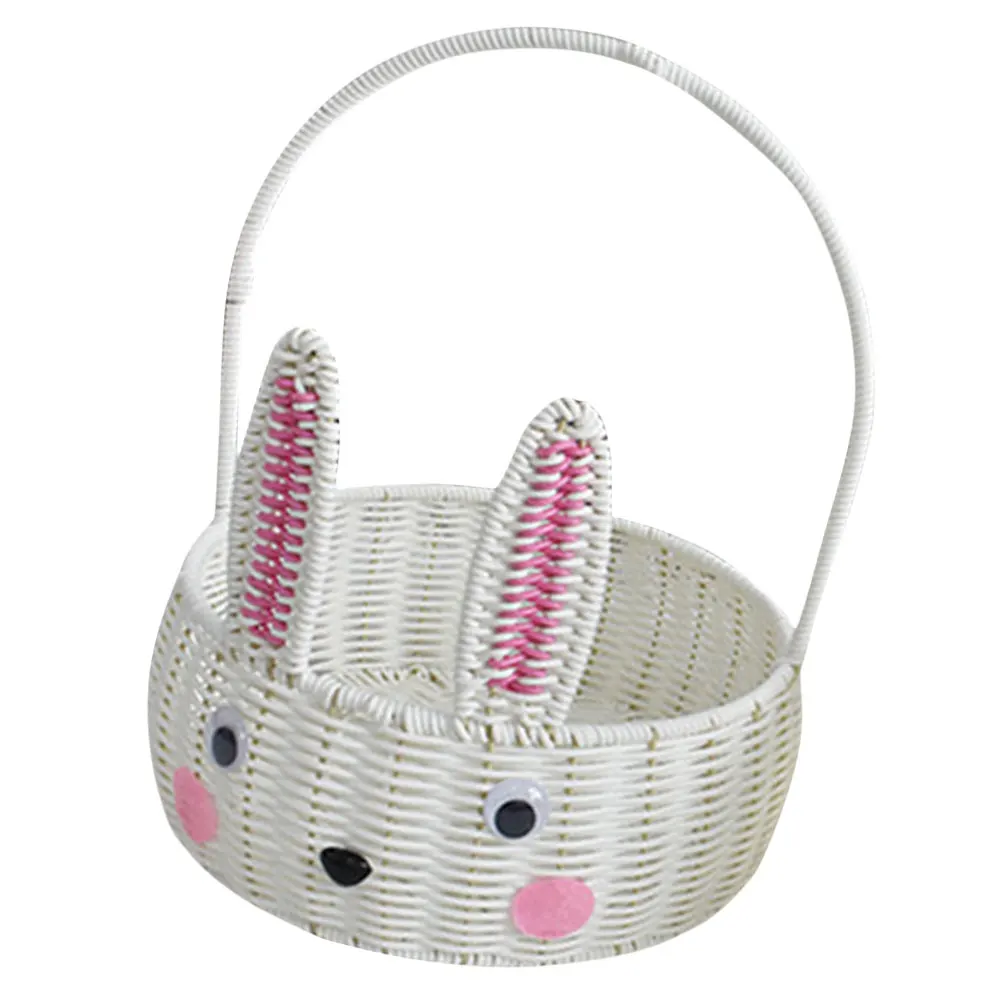 

Adorable Bunny Woven Basket Rustic Handcrafted Portable Picnic Flower Fruit Storage Decorative Multi-Purpose Wedding Gift