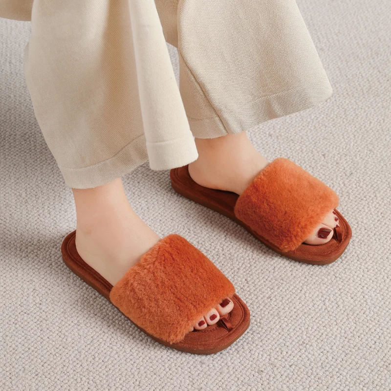 Bebealy Fashion Cozy Women Slippers Winter Warm Flat Slippers For Women Indoor House Furry Women Slippers Warm Plush Women Shoes