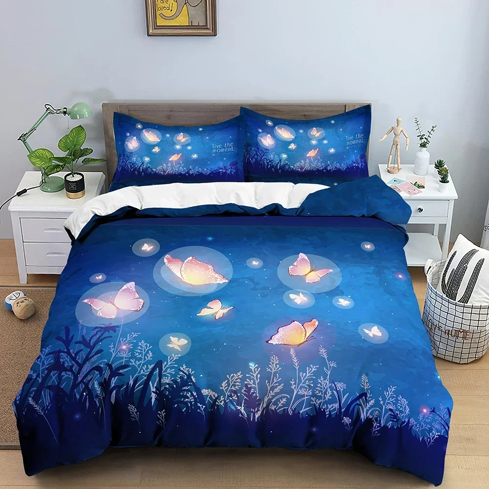 

Dolphin Deep Sea Butterfly Mushroom Comfortable Duvet Cover Pillowcase Bedding Set Children Bedroom Decoration Home Textile