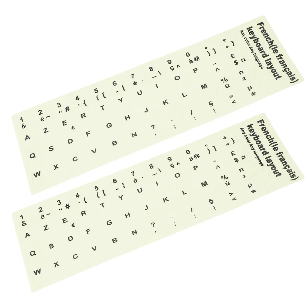 

2 PCS Stickers Luminous French Key Glow The Dark Keyboard Decals Shine Alphabet Labels Illuminated Desktop