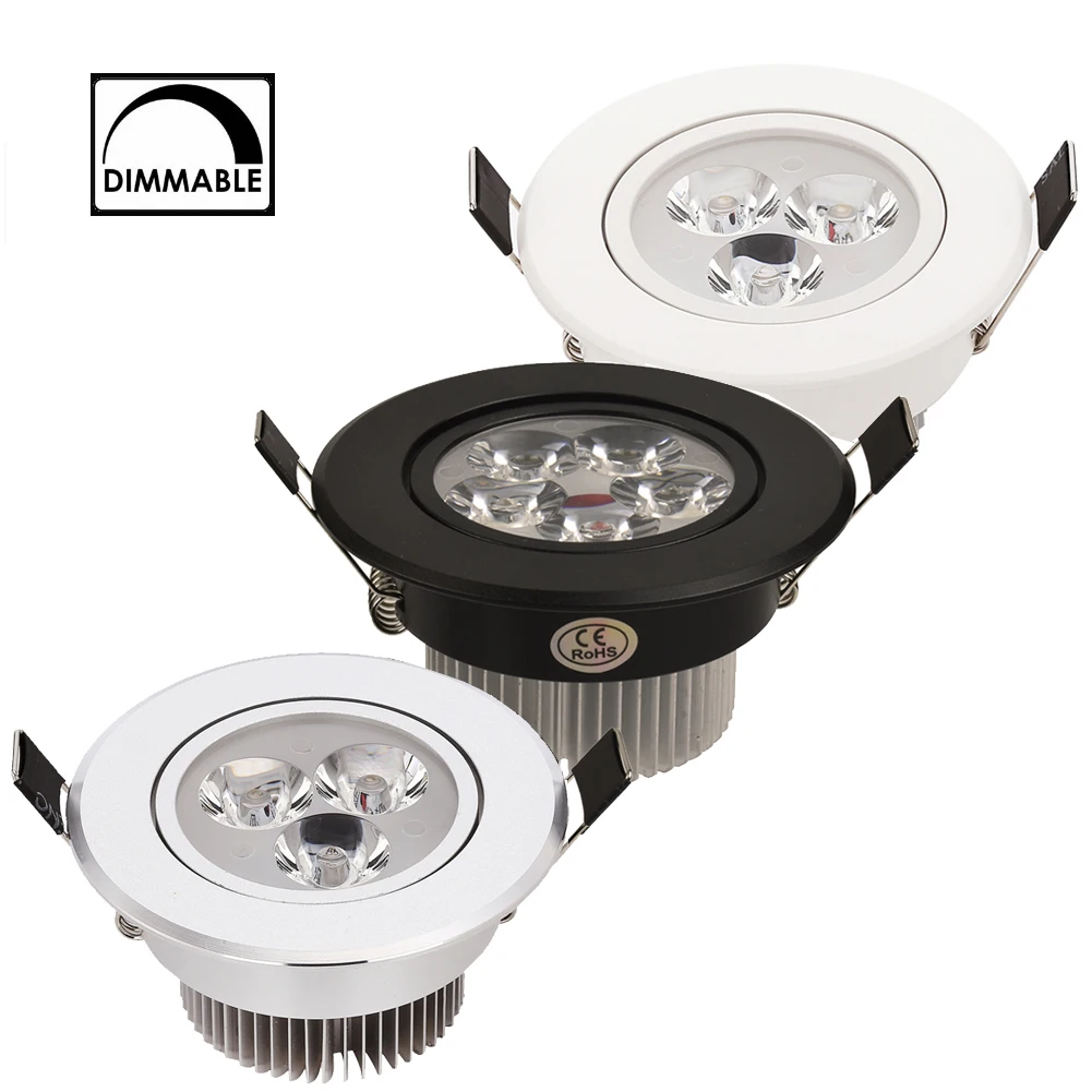 Dimmable LED Downlight 3W 4W 5W Spot LED AC110V 220V Sandy Silver White Black Body House Natural Daylight Warm Pure White