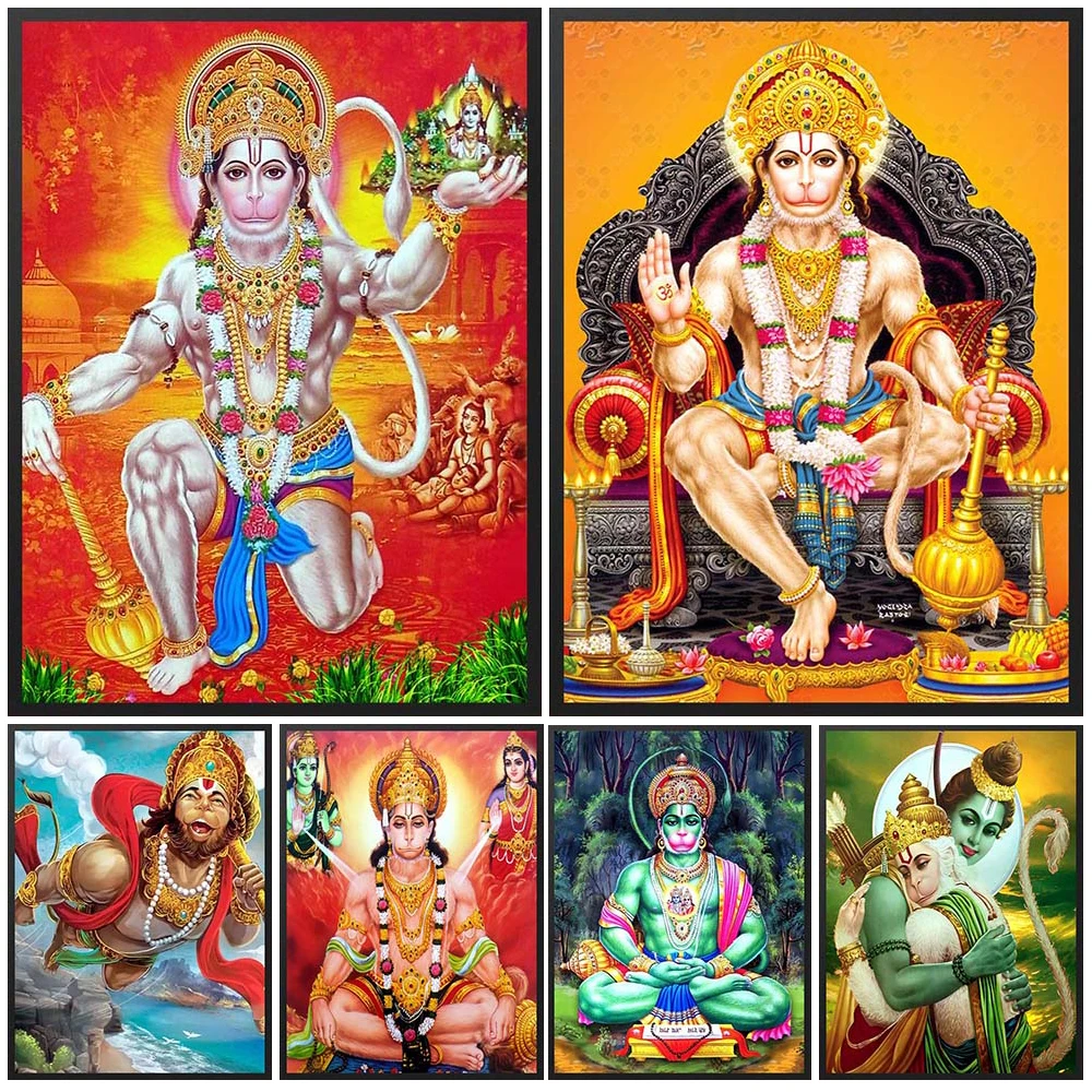 

Hindu Mythology Hanuman Hinduism India Religion Posters Wall Pictures For Living Room Poster Wall Art Canvas Painting Unframed