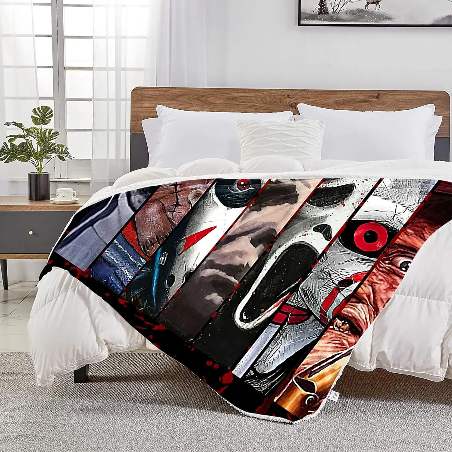 Horror movie blanket Halloween sofa blanket, lightweight warm plush blanket, horror flannel blanket, super comfortable