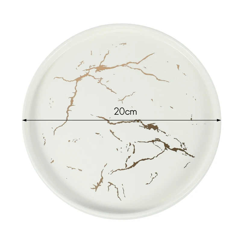 HOT SALE 20Cm Gold Marble Ceramic Dish Porcelain Cutlery Set Kitchen Table European Decorative Dessert Steak Plate