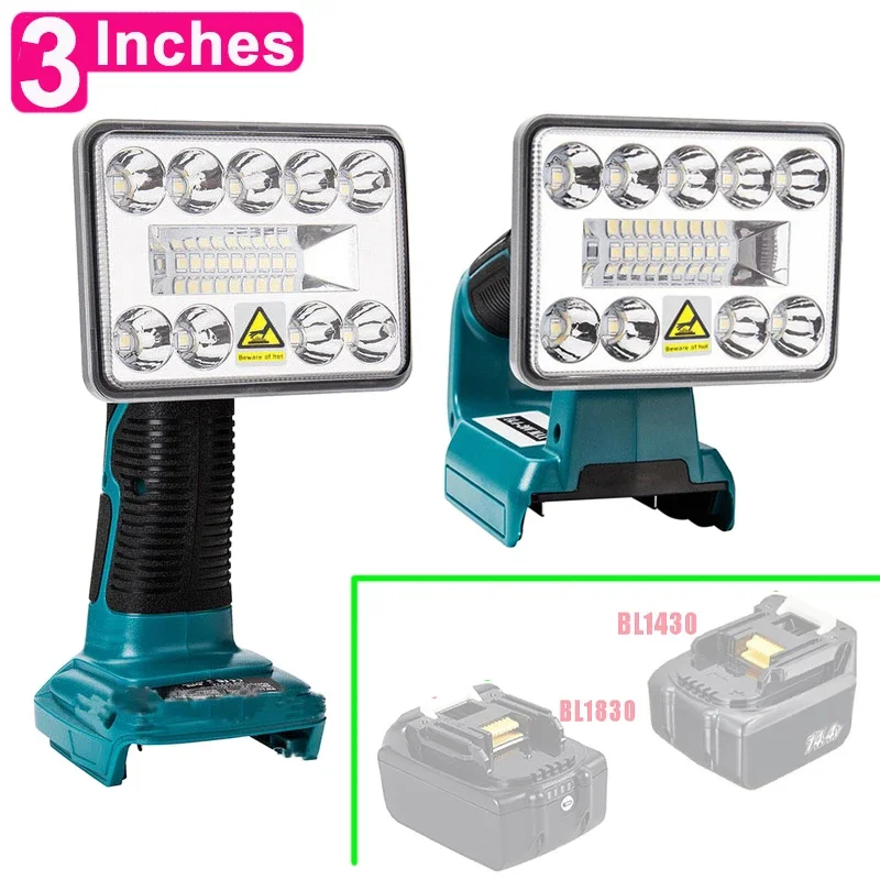 

3 Inch Car Work Lamp Li-ion Battery Adapter USB Charger Work Light For Makita For DeWalt For Bosch For Milwaukee Lithium Battery