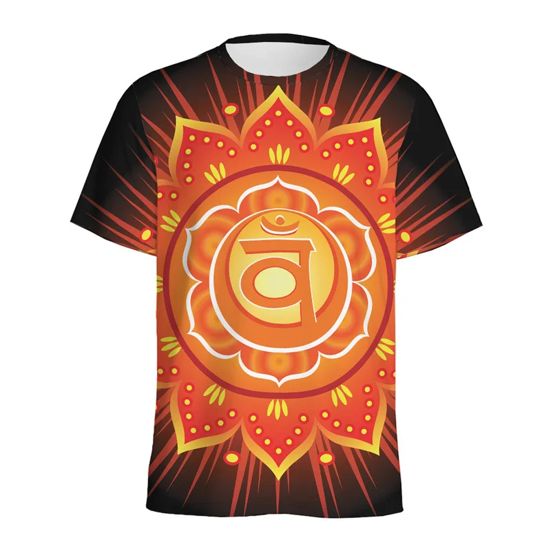 Spirit Om Mandala Pattern T-shirt Men's 3D Printed Ethnic Flower T-shirt Women's Round Neck Short Sleeve Street T-shirt