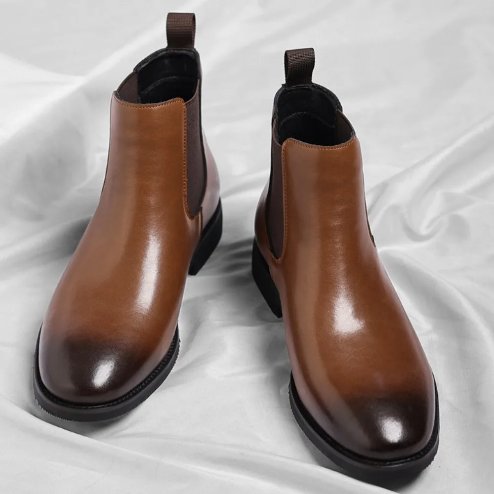 

Those Are Ankle Boots Winter Retro Chelsea Booties Mens Shoes and New Velvet Leather Short Boots Men's Oversized Leather Shoes