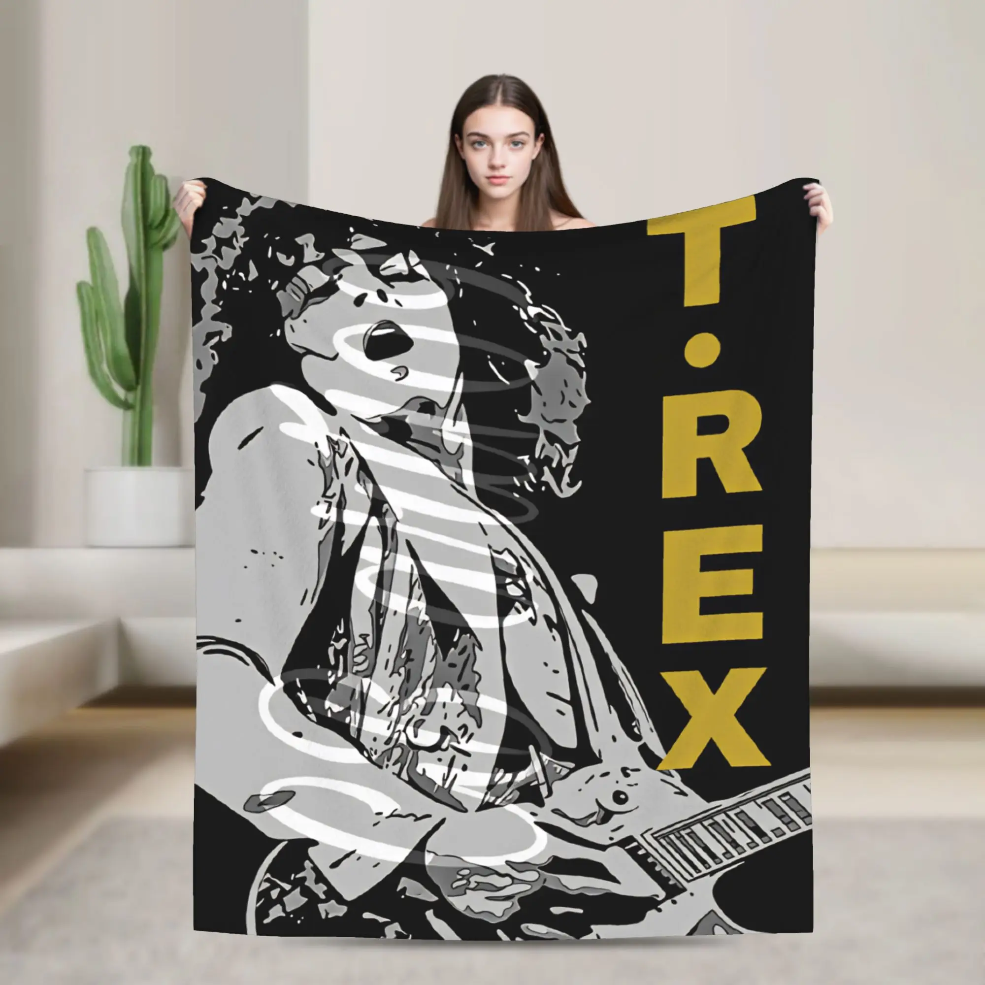 Mark Bolan T-REX Blanket Quality Warm  Throw Blanket Winter Airplane Travel Bedroom Graphic Bedspread