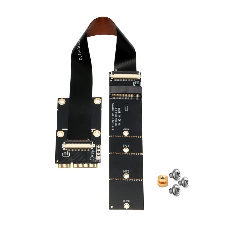 D7YC Tight Clearance Mini PCIe Cable Board for M.2 M-Key PCIe Storage Routing, Full Height Host Connection and Four Length