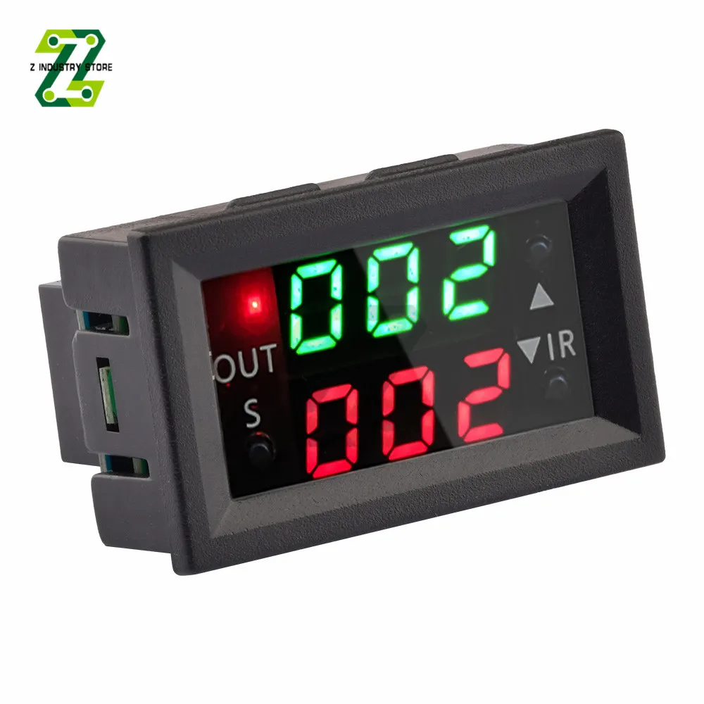 Dual Display Time Relay Module DC 12V Time Delay Relay Relay Timing Delay Cycle Time Control Switch 20A Passive Output