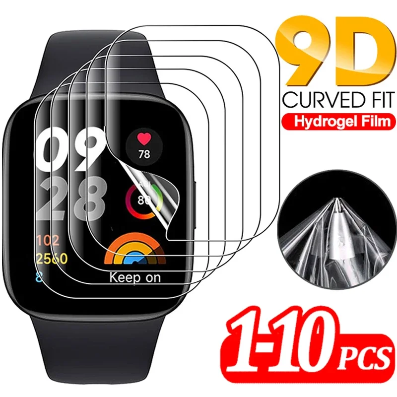 1-10PCS Hydrogel Film for Xiaomi Redmi Watch 3/2 Lite 9D Curved Soft Screen Protector for Redmi Watch 3 Smart Watch Not Glass