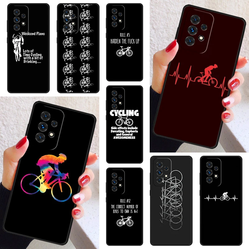 BIKE CYCLING Sport heart beat Phone Case For Samsung Galaxy A52 A72 A73 A20e A21S A50 A70 A11 A12 A42 A31 A40 A51 A71 A32 A80