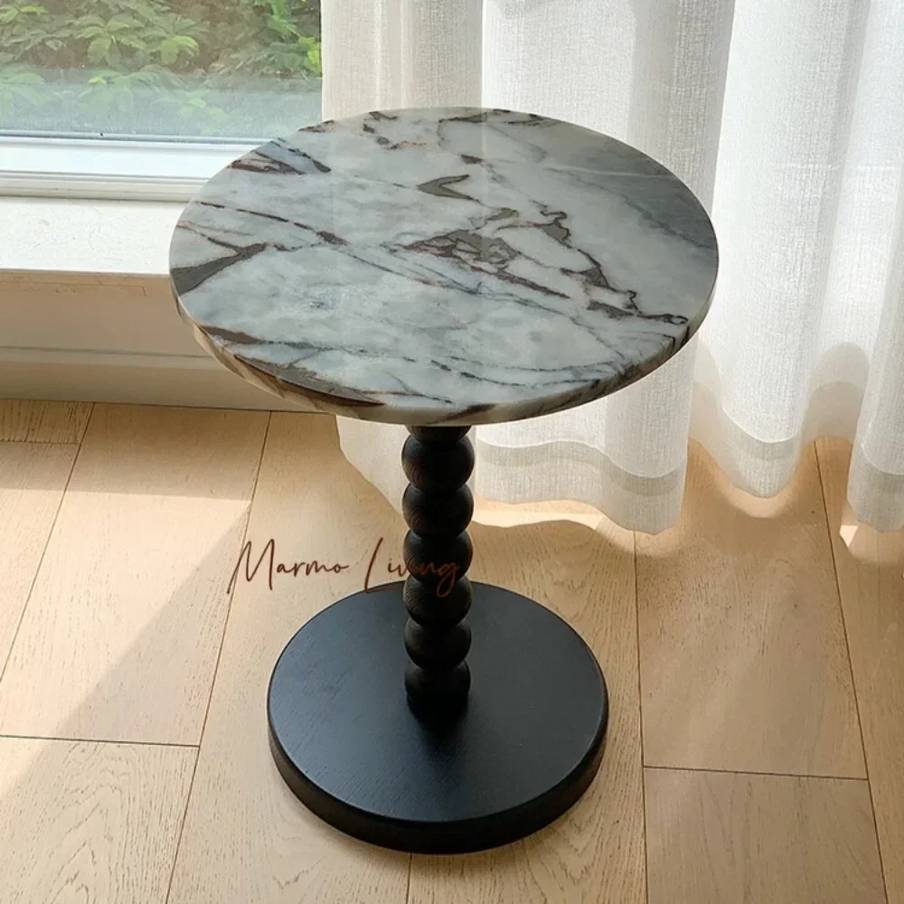 Ins Vintage Calacatta Viola Stone Side Table Marble Top for Living Room Bedroom Balcony Coffee Table