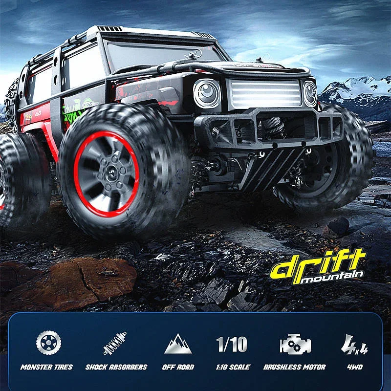 204E 1/10 Scale Remote Control Four-Wheel Drive 2.4G Brushless 50-60KM/H High Speed 4CH All-terrain RC Car Kids Toys