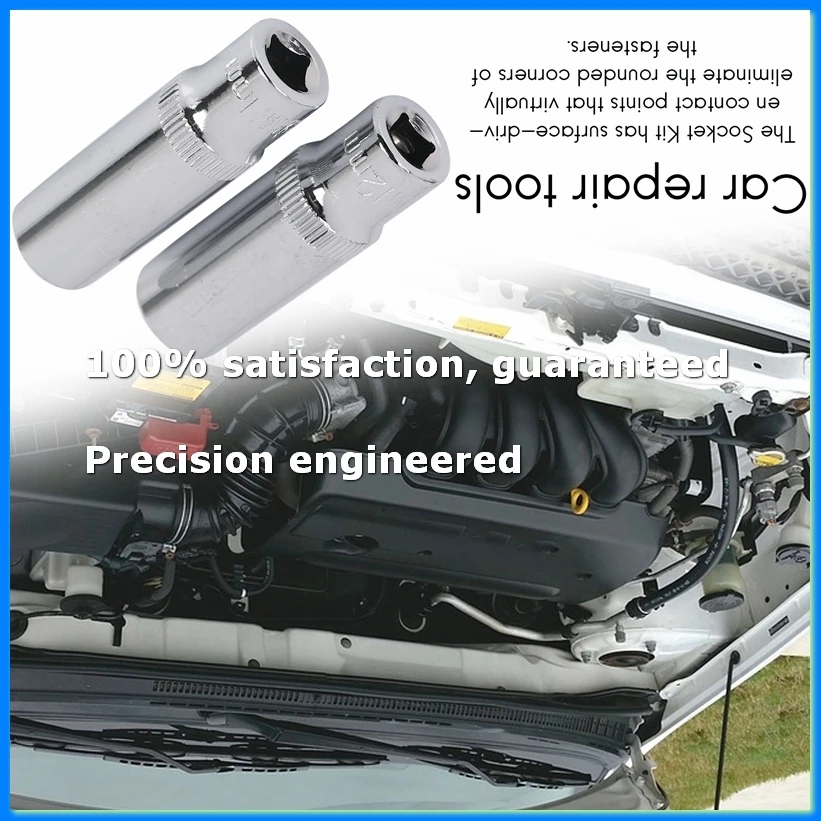 

11 pcs 1/4 inch Drive Deep Socket Set Hand Tools 6 Point Long Socket Hex Repair Tool-A73M