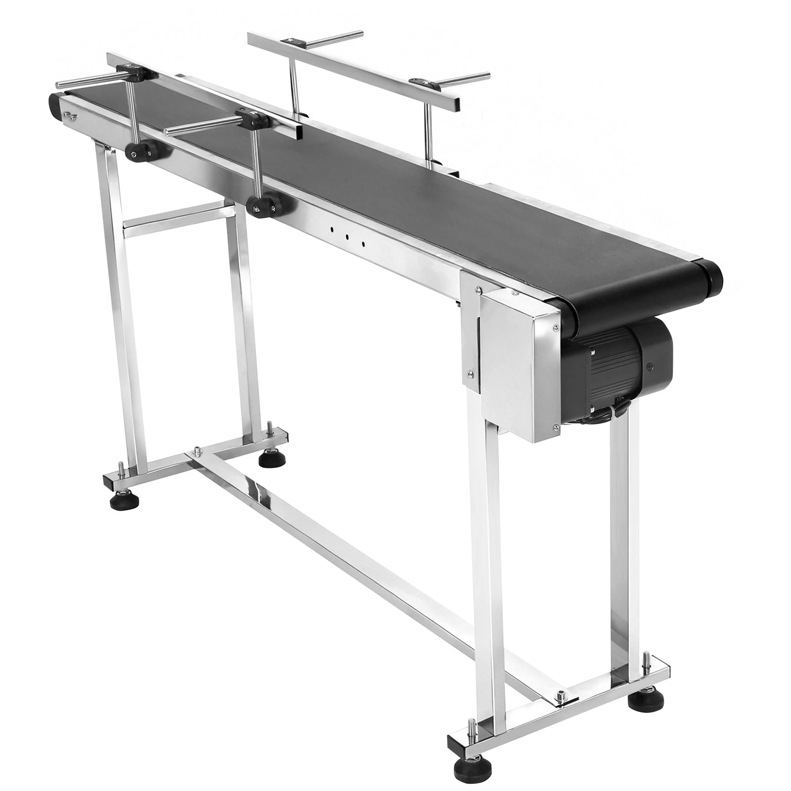 

Belt Conveyor 59x7.8in Stainless Steel Motorized Belt Conveyor with Double Guardrails Adjustable Speed for Industrial Transport