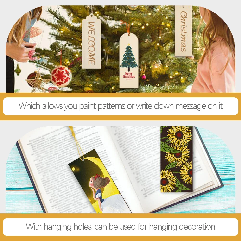 Segnalibri in legno Etichette artigianali fai-da-te vuote non finite Studenti Indicatori di lettura Etichette per libri di qualità premium Forniture per ufficio