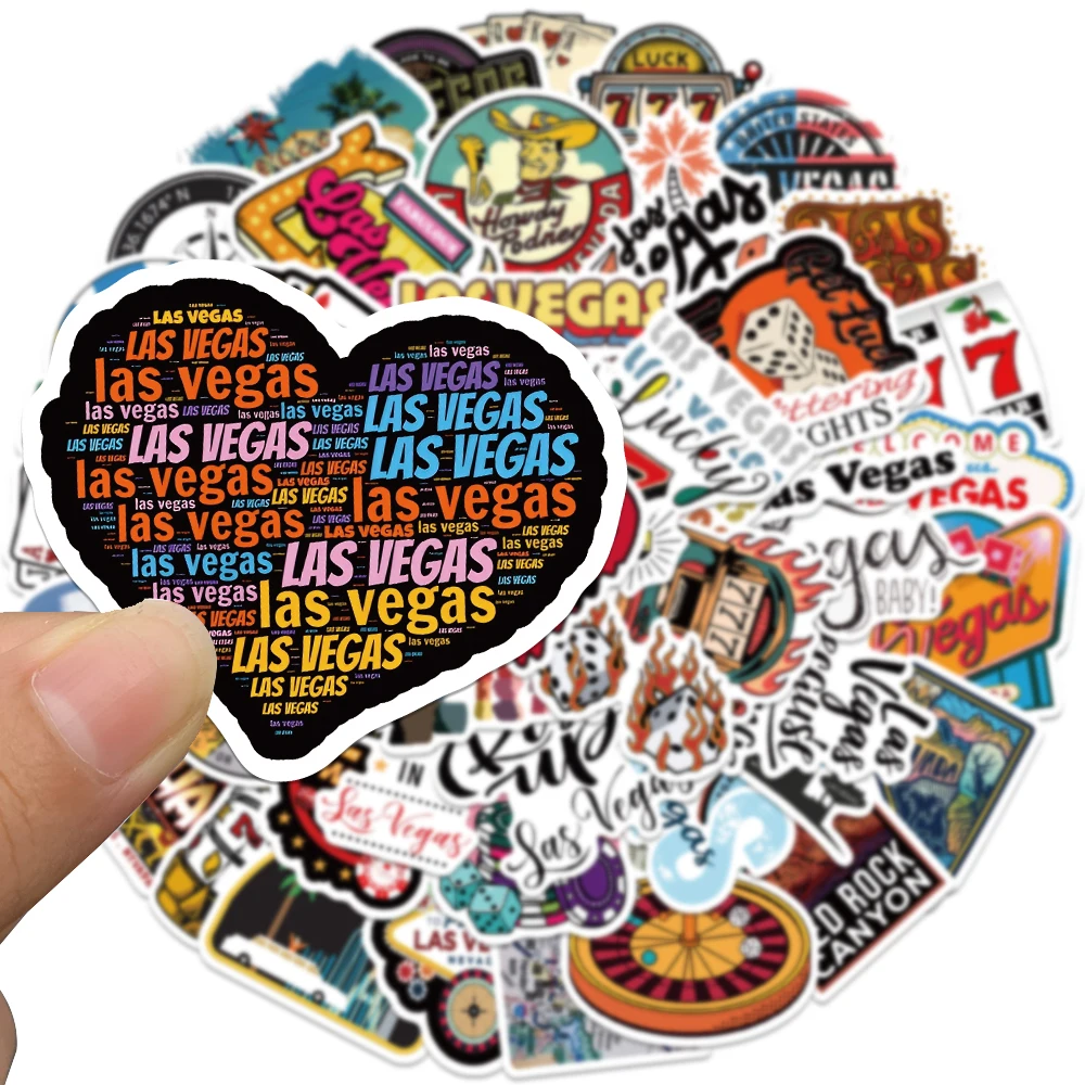 50pcs American Las Vegas Nevada Stickers Cartoon Graffiti Decals For Laptop Luggage Skateboard Scrapbook Diary Stickers