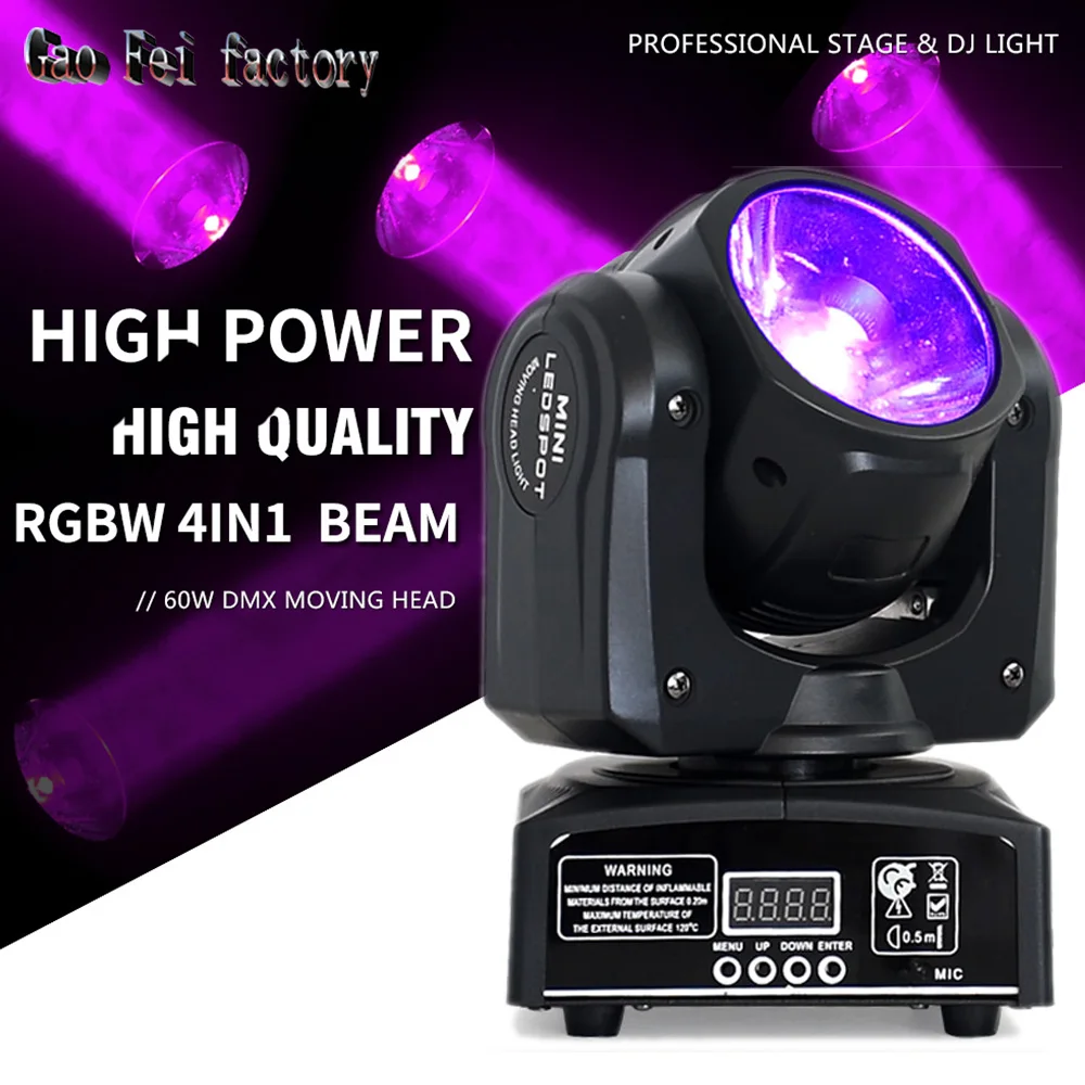 

DJ 60W Led Beam Moving Head Light RGBW 4in1 Spotlight DMX512 For Stage Bar Party Disco Lighting