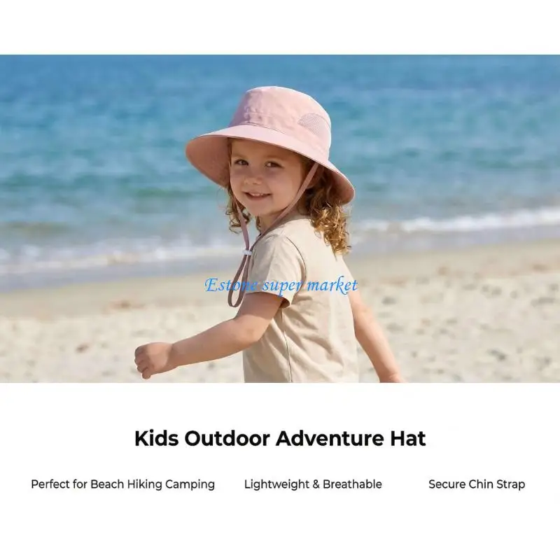 090B Breathable Baby Sun Hat Adjustable Size Fisherman Hat Fit 50cm Head Circumference For Beach Vacations