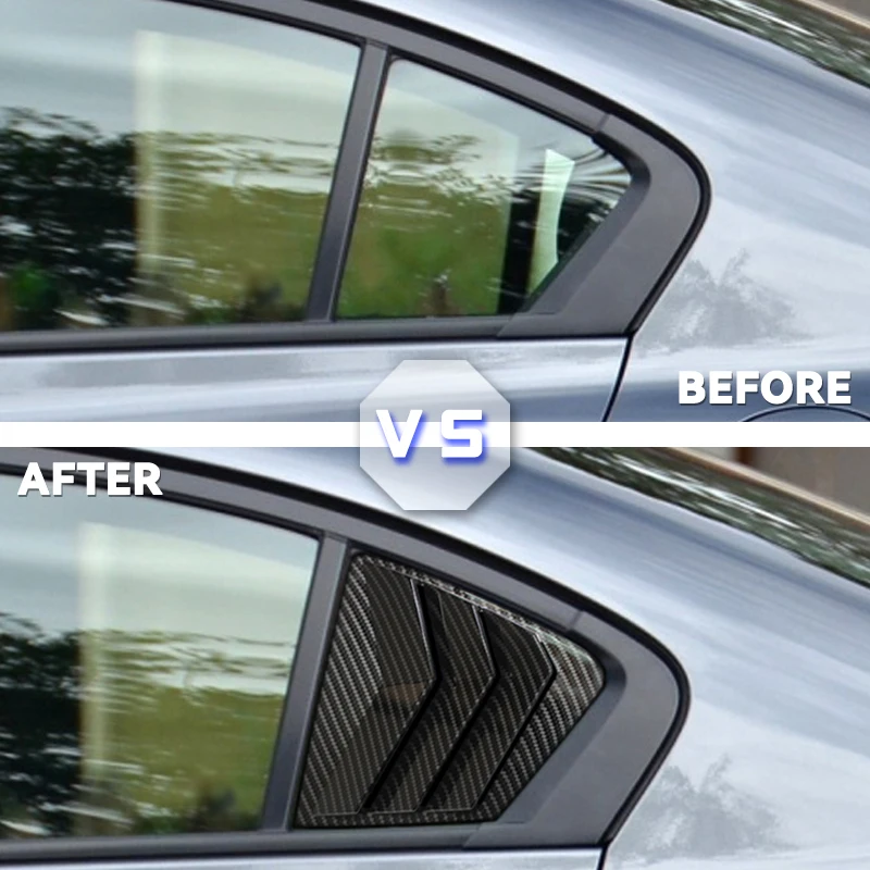 ABS Carbon Fiber For Honda Civic 9th 2011-2015 Rear Window Shutter Louver Scoop Vent Triangle Cover Trims