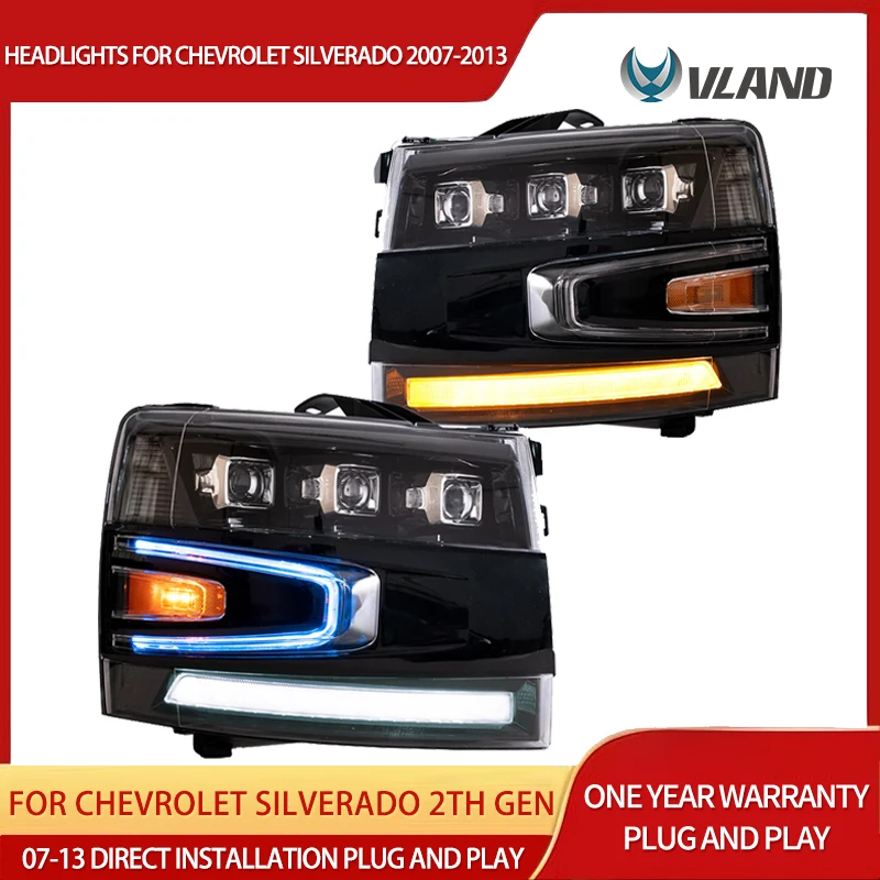 

07-13 Silverado 2th Gen Vland LED Matrix Projector HeadLights Black