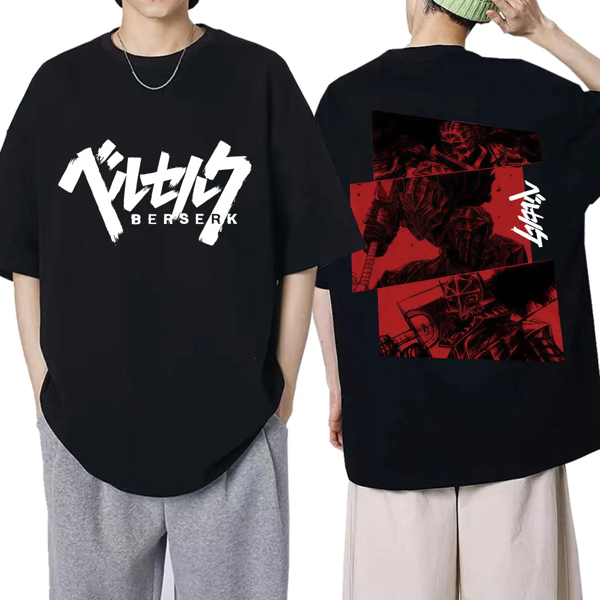 Camiseta gráfica de anime Berserk Guts, estilo vintage de los 90, con diseño de espadachín de manga, Gatsu Zodd, camiseta gótica para hombre y mujer, de algodón, holgada, estilo streetwear.