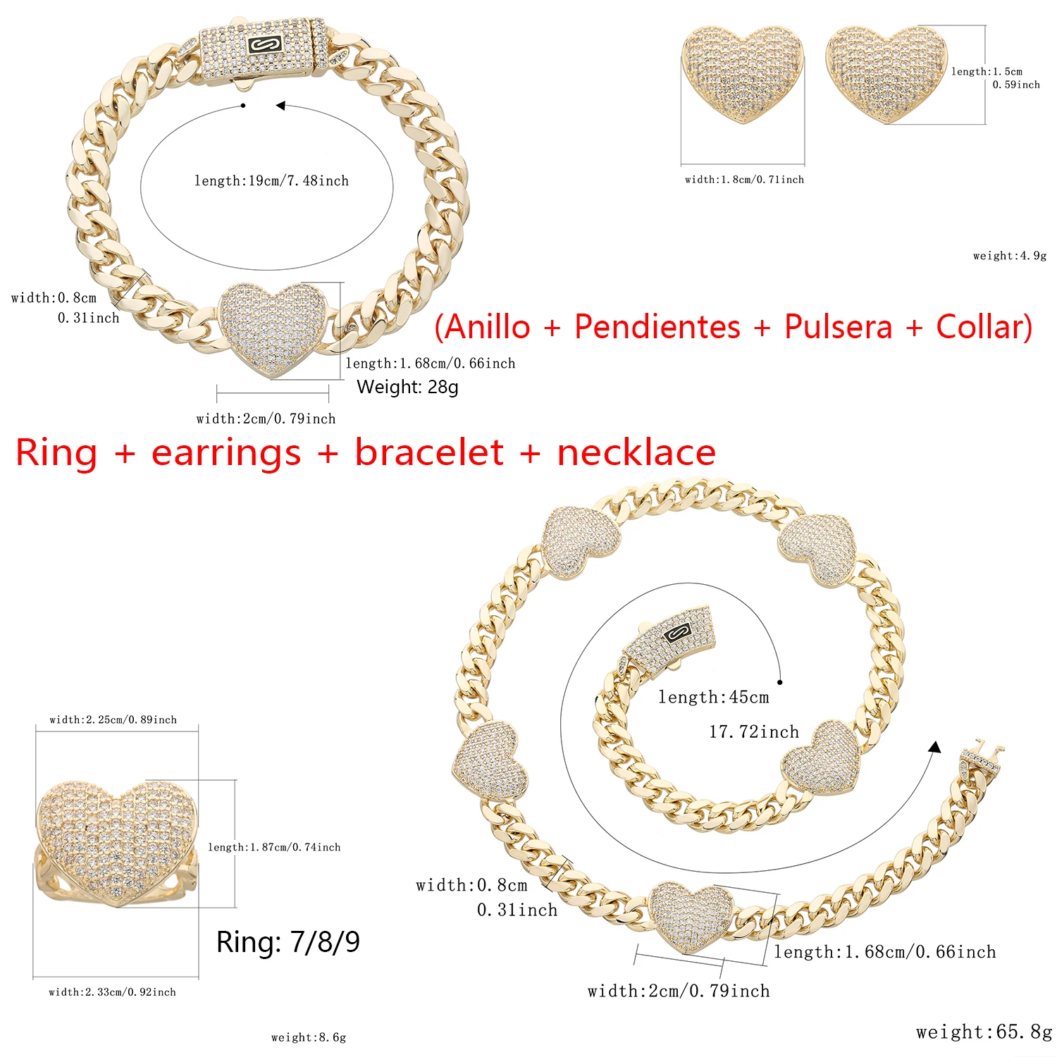 

Love Girls Jewelry Jewelry Four-piece Set Engagement Birthday Gift Anniversary Mother Romantic and Warm Gift for Girls