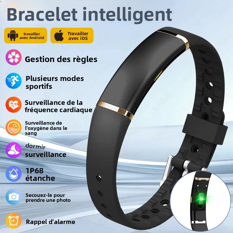 Nouveau bracelet intelligent Bluetooth tendance, suivi de la santé, de la fréquence cardiaque, du sommeil et du stress, tracker de sport et de fitness, montre connectée pour femmes et hommes