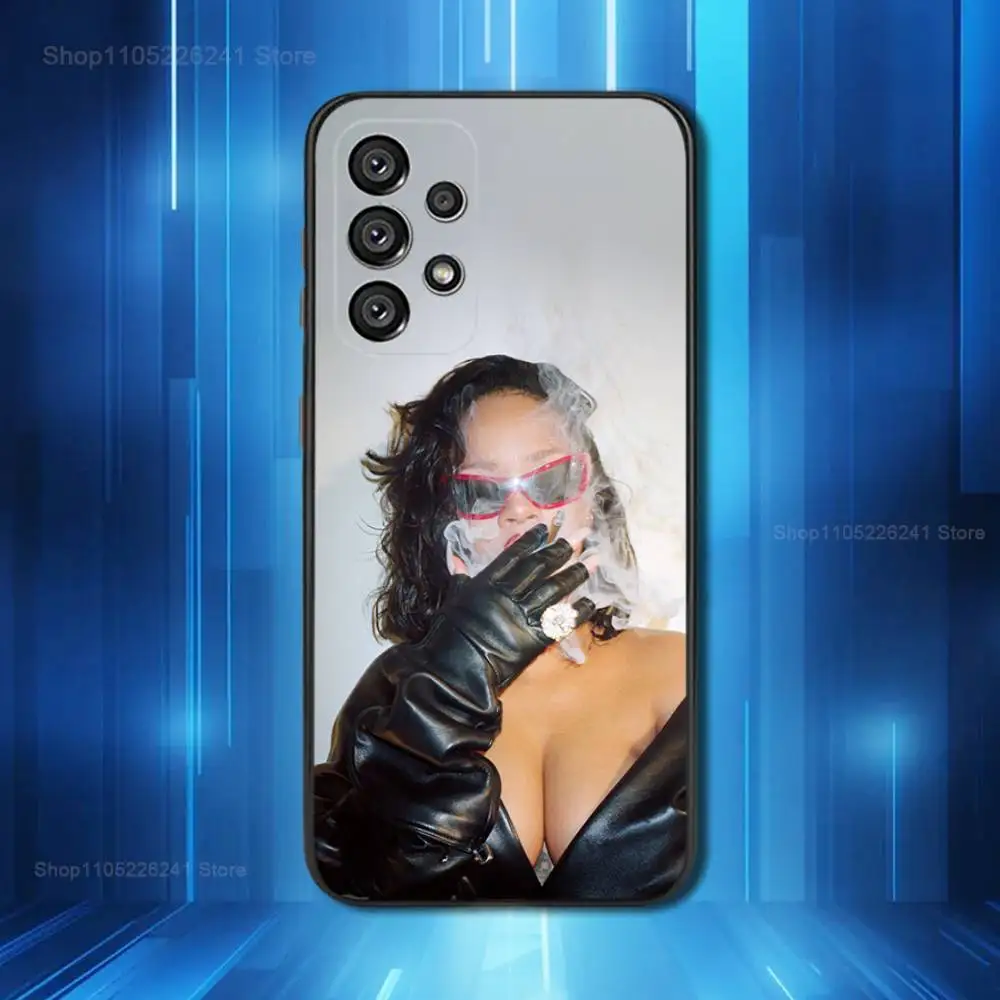 Singer R-RIHANNA-ES Cool For Samsung Galaxy A53,31,52,72,41,22,73,32,71,Note,J7,8,9,5G Soft Black Silicone Phone Case