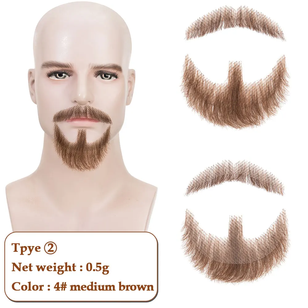 Gefälschter Bart für Männer, realistisch, 100 % Echthaar, vollständig handgebunden, Spitzbart, falsche Bärte, Spitze, unsichtbarer gefälschter Schnurrbart für Halloween-Dressing – Detail 11
