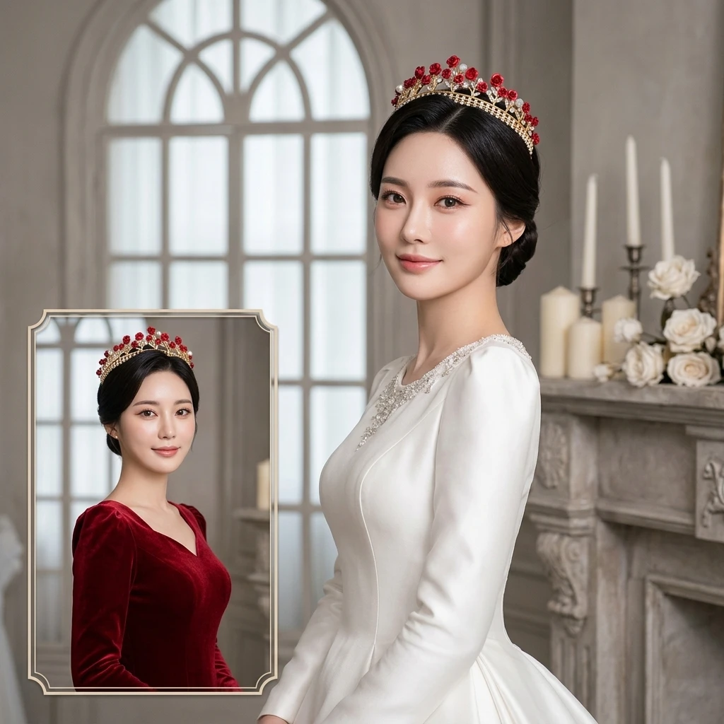 Wedding Bridal Tiara Crystal Rhinestone Headpiece Korean Style Elegant Hair Accessory for Marriage Ceremony Party Jewelry