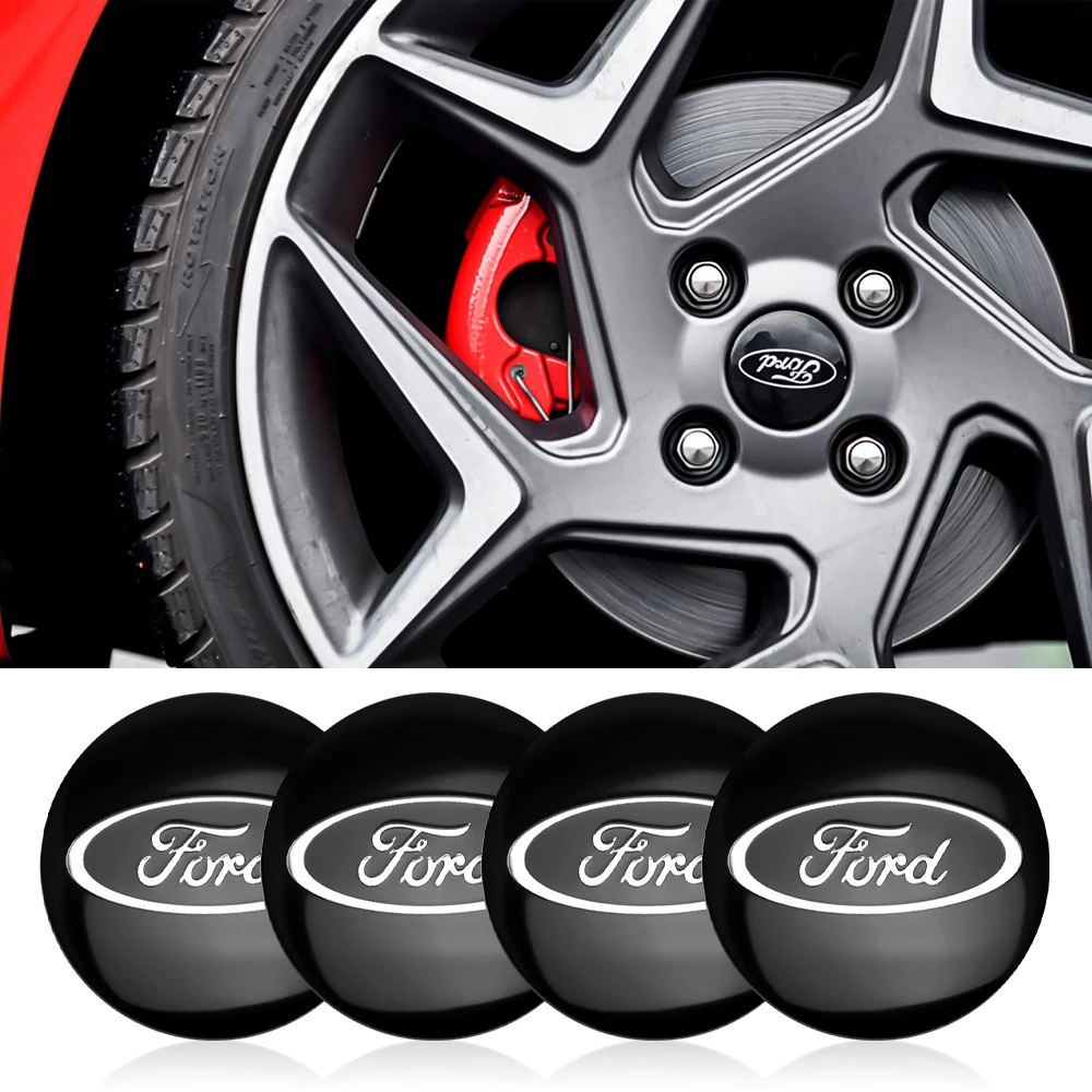 4PCS 56MM Car Wheel Center Badge Cap Sticker For Ford Fiesta Mondeo Fusion Explorer Escape Shelby Edge Ecosport Kuga Mustang