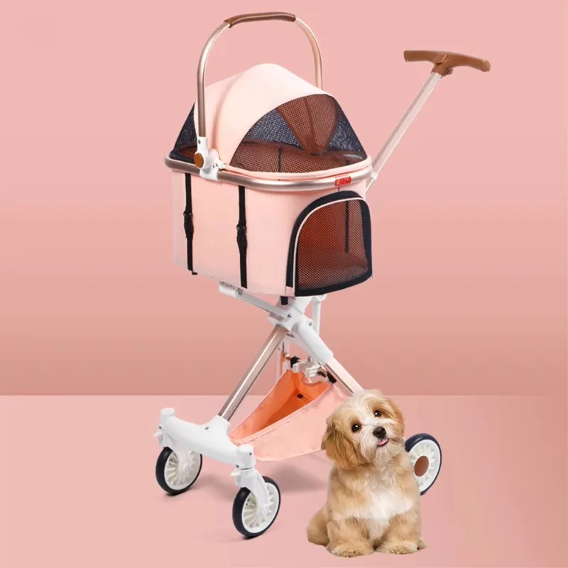 

Pet Stroller for Small/Medium Dogs/Cats Lightweight Aluminum Steel Oxford Fabric 4-Wheel Foldable Ventilated Detachable Portable