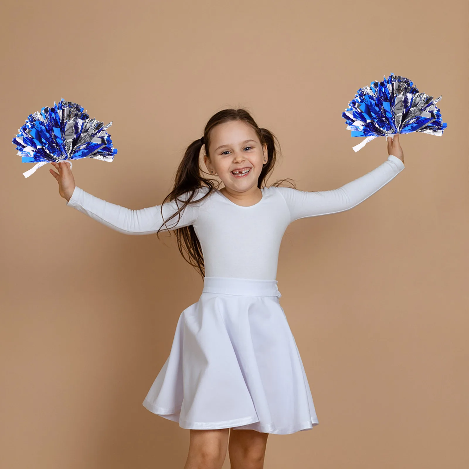 

4pcs Cheerleading Pom Poms Reusable Lightweight Compact Cheerleader Accessories Sparkle Performance Props For Sports Dance