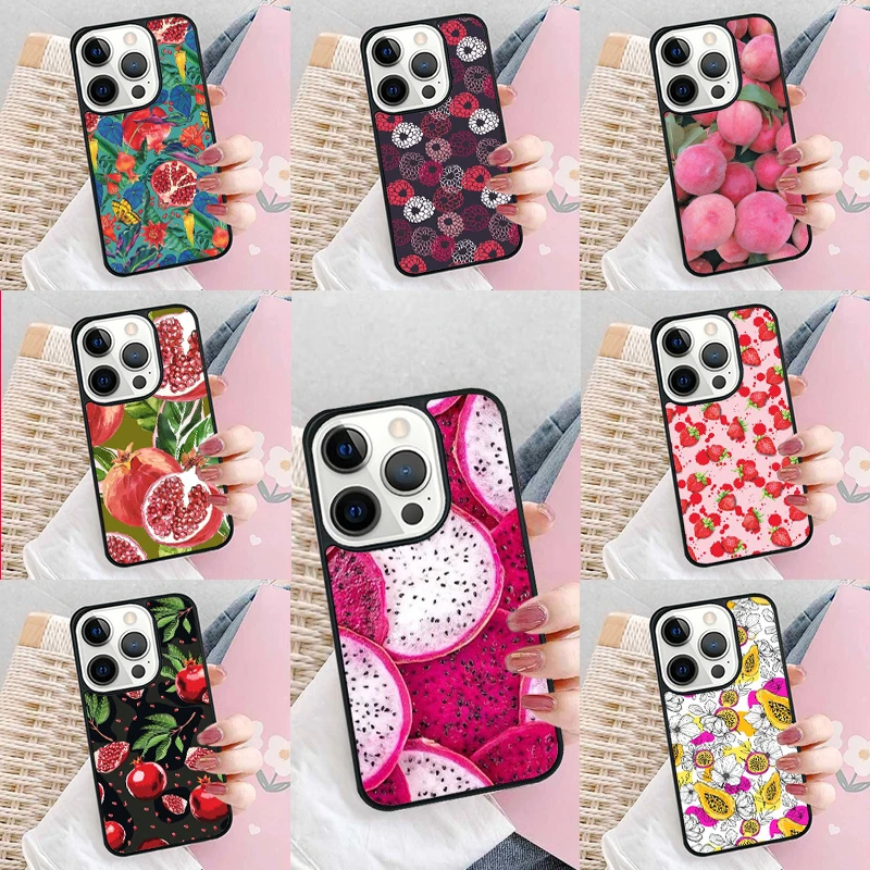 Summer fruit lemon peach pomegranate grapes Phone Case Cover for iPhone 16 Promax 15 Pro 13 14 Plus 11 12 Mini XR XS MAX Coque