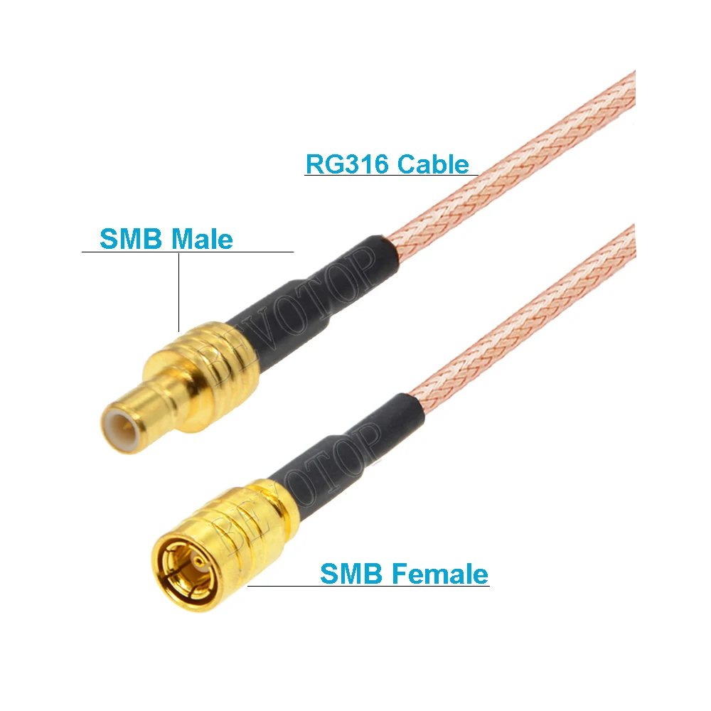 1Pcs RG-316 SMB Male to SMB Male/Female Straight/Right Angle Connector 50Ohm Low Loss RG316 Cable High-Quality Pigtail Jumper