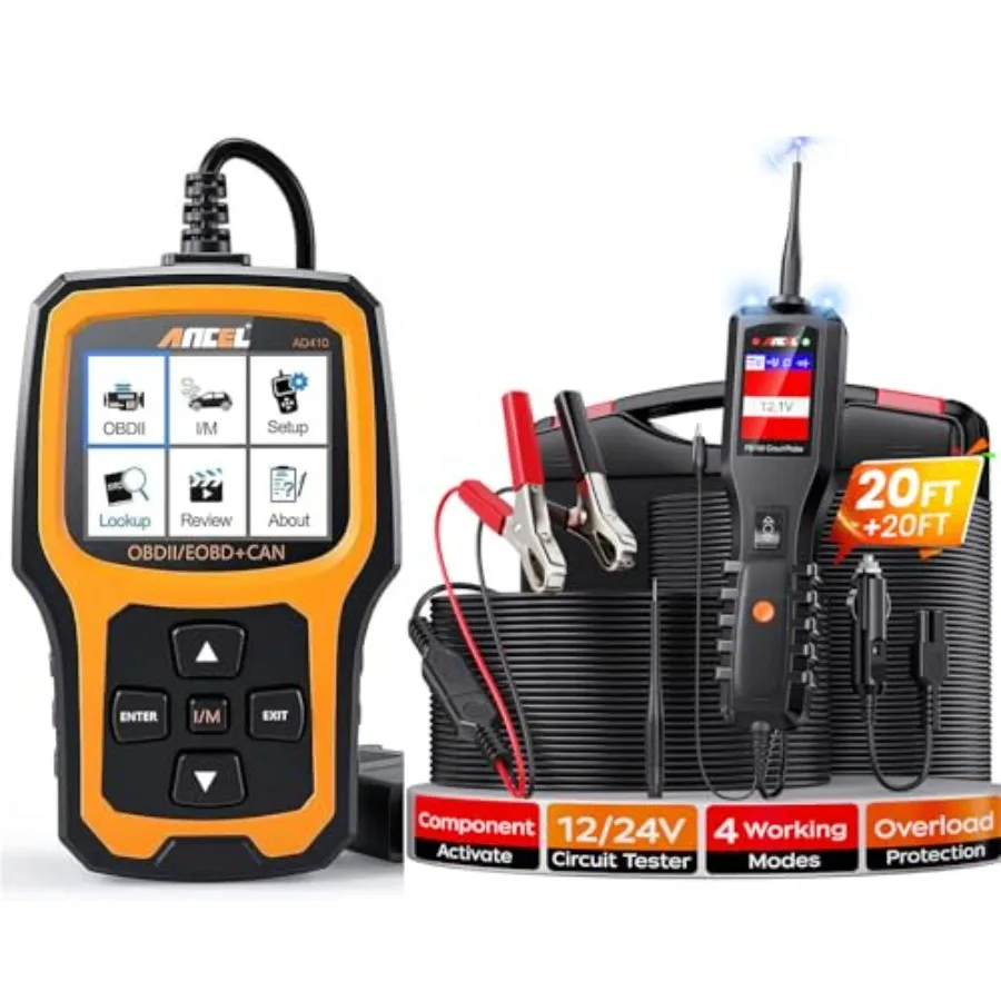 

Сканер AD410 OBD2 с тестером автомобильных цепей питания ANCEL PB100 для комплексной диагностики транспортных средств и электроприводов