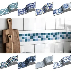 Blue Mosaic Self-Adhesive Baseboard Wall Stickers Skirting Board Window Sill Floor Ceramic Tile Sticker Corner Waist Line 2M