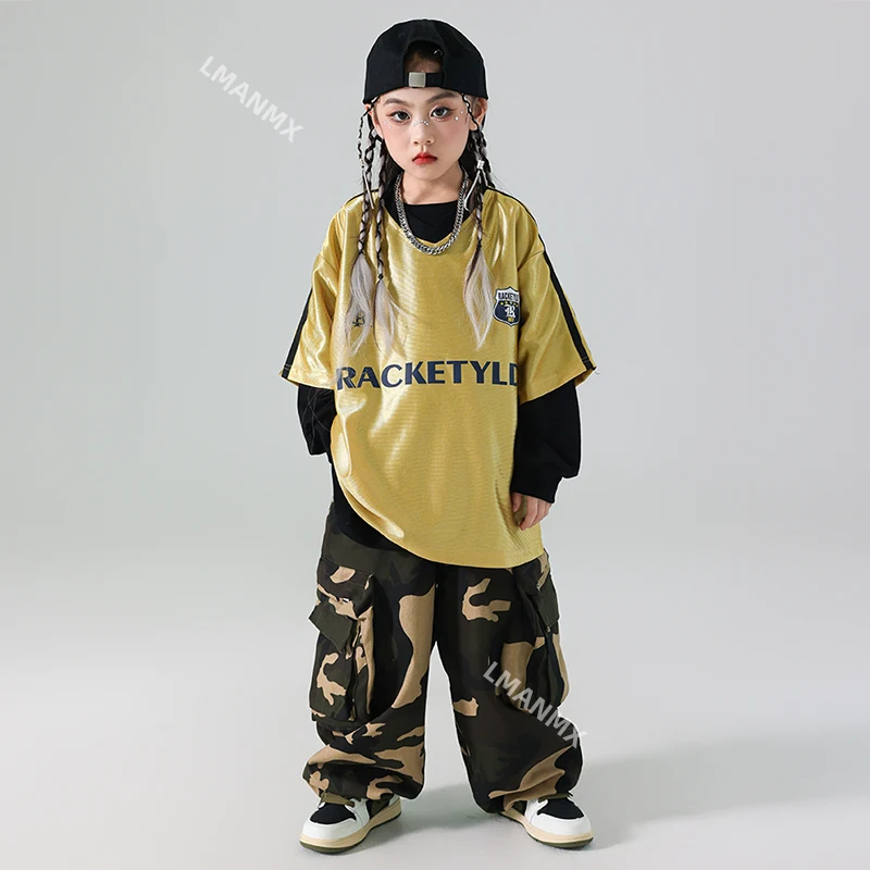 女の子のヒップホップスタイルのコスチューム、ストリートパフォーマンス、子供のダンスウェア