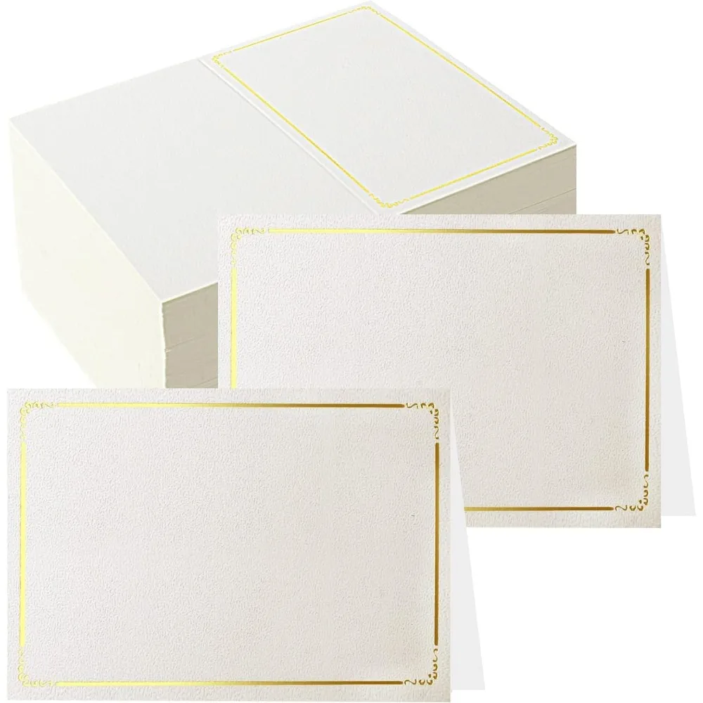 

70 Pcs Place Cards Blank Fillable Banquet Seat Card with Gold Foil Frame, Place Cards for Table Setting, Escort Cards, Name Card