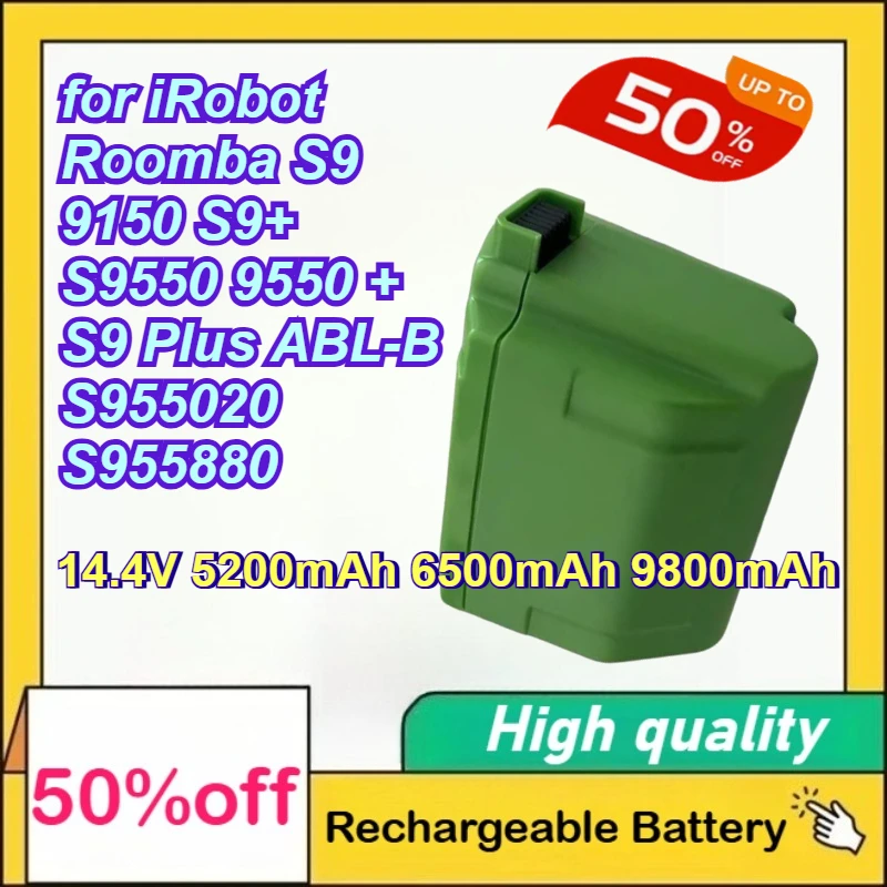 

14.4V 5200mAh 6500mAh 9800mAh Battery for iRobot Roomba S9 9150 S9+ S9550 9550 + S9 Plus ABL-B S955020 S955880 Robot Vacuum