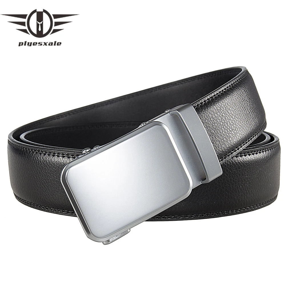 Plyesxale New Genuine Men's Leather Belt Alloy Automatic Buckle Belt Male 35mm Width Cowhide Belts For Men Black Coffee B1535