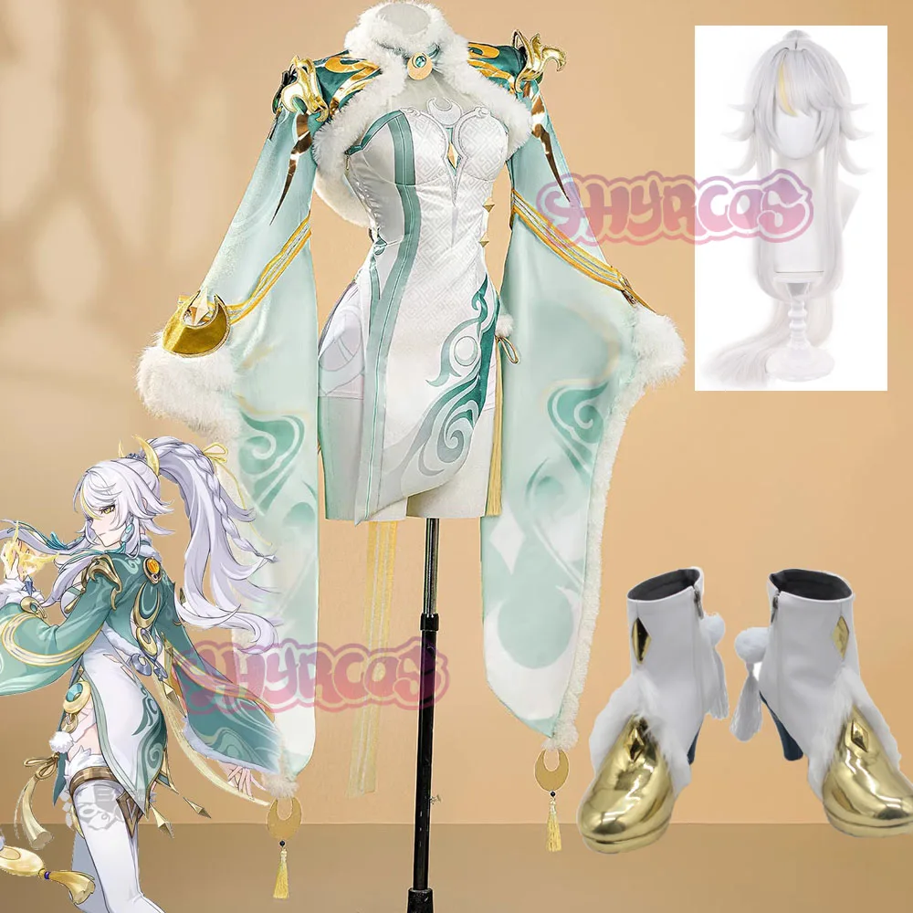 

Game Genshin Impact Zibai Cosplay Costume Outfit Carnival Halloween Comic Party Role Play Uniform Wig Shoes Prop Accessories