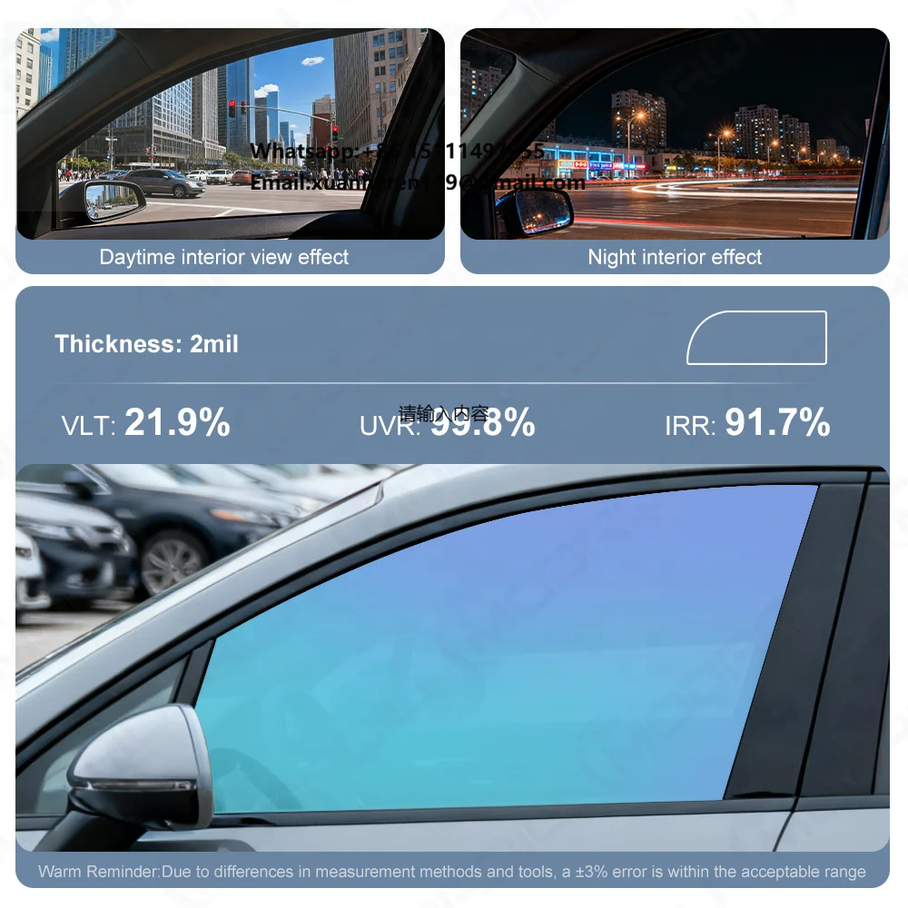 

XC25 Shiny Blue/Rose Red Chameleon Film UV Blocking 99.8% Windshield Tint Colorful Glasses Car Film Protection Solar Film