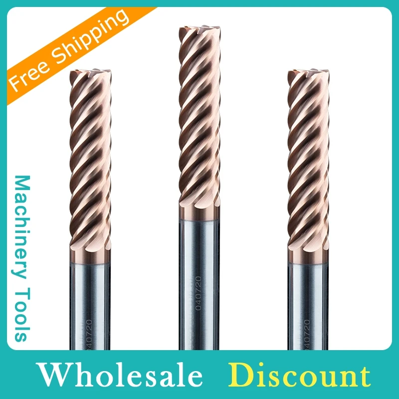 6 Flutes Carbide End Mill Metal Steel 6 Teeth Tungsten Milling Cutter CNC Finishing Machining Router 4mm 6mm 8mm 10mm 12mm