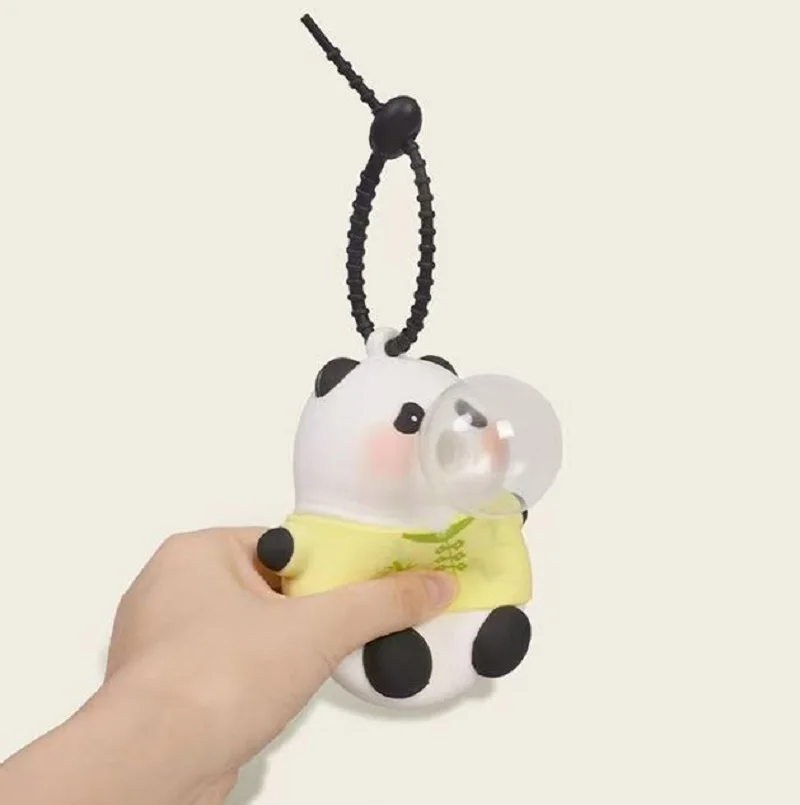 Schöner weicher Schlüsselanhänger, Squishy-Panda-Tier mit Blasenblase, Handquetsch-Stressabbau, sensorisches Zappelspielzeug für Schule, Kinder und Erwachsene