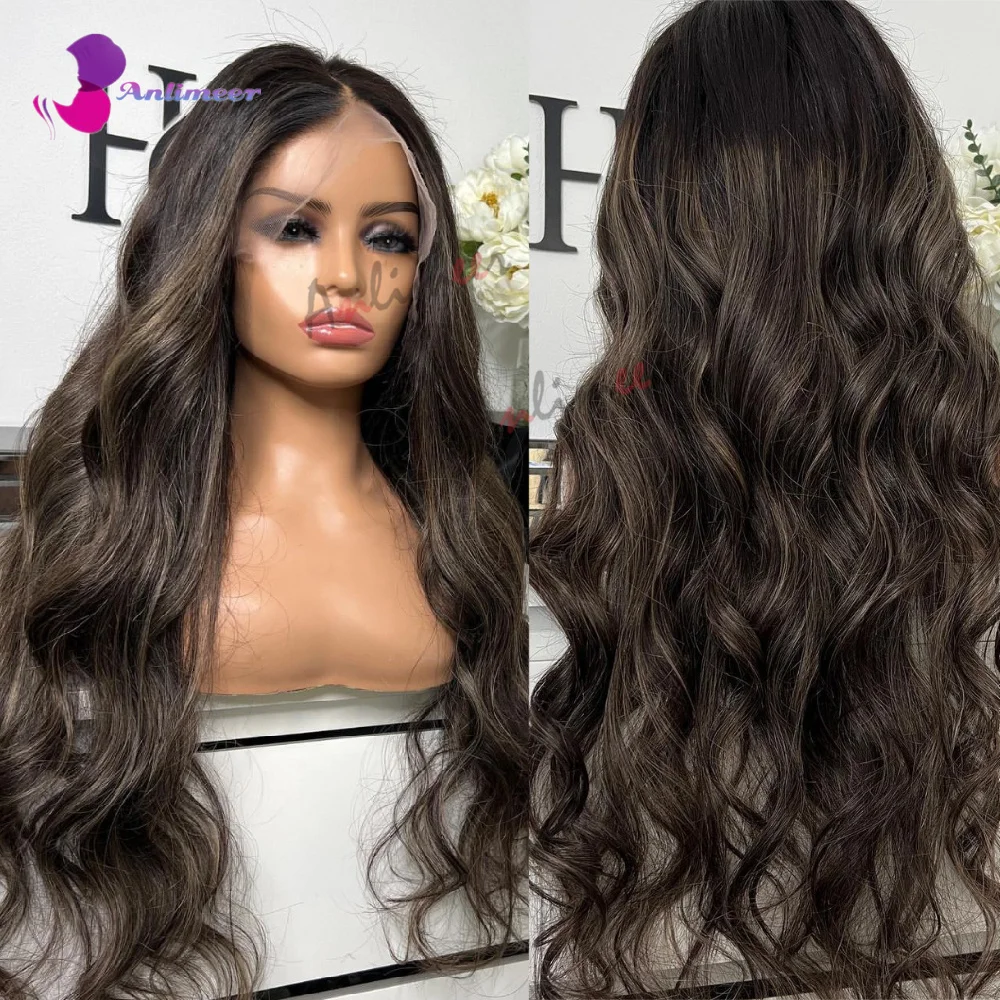 Highlight Wig Body Wave Human Hair Wig Dark Brown Wig Ombre Wig Silk Base 5X5 Closure Wigs Huamn Hair Brazilian Wigs Human Hair