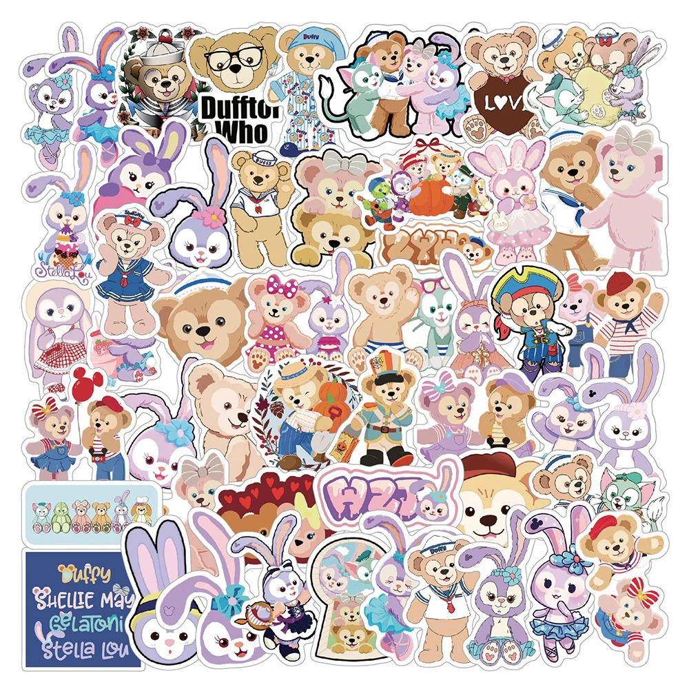 

10/30/50pcs Cute Disney Duffy StellaLou Gelatoni Stickers Aesthetic DIY Laptop Luggage Car Waterproof Kawaii Decals for Kids Toy
